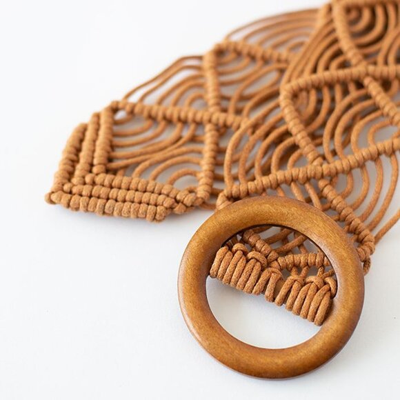 Urban Outfitters Woven Waxed Macrame Boho Bohemian Style Buckle Belt in 3 Colors - Picture 14 of 16